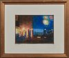 Joachim Cassell (Spanish, New Orleans), "Fireworks in Biloxi," 2006, pastel, signed and dated lower left, titled verso, presented in...