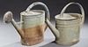 Two French Provincial Galvanized Iron Watering Cans, early 20th c., Larger- H.- 15 1/2 in., W.- 24 1/2 in., D.- 7 1/2 in.