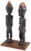 African carved and polychrome painted male and female figures, possibly by the Pende people, 13'' h.