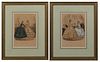 "La Mode Illustree," 19th c., pair of colored fashion prints, presented in silvered beaded frames, H.- 12 3/4 in., W.- 8 3/4 in.