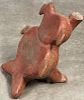 Colima pre-Columbian ceramic bird-form figural head rest, spouted, with a red slip finish, 9 1/4'' h.