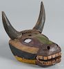 Carved and painted wooden bull mask, 7'' l. Provenance: DeHoogh Gallery, Philadelphia.