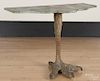 Carved and painted pine pier table, mid 20th c., with a faux marble top and bird leg support, 30'' h.
