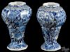 Pair of Delft blue and white vases, 18th/19th c., 5 1/2'' h. Provenance: DeHoogh Gallery, Philadelphia