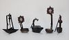 5 Antique American Wrought Iron Betty Lamps