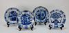 4PC Assorted Delft Pottery Blue and White Plates