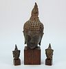 3 Thai Bronze Buddha Architectural Fragment Group