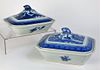 2PC Chinese Canton Blue and White Tureens