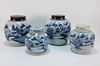 4 Chinese Canton Blue and White Ginger Jars