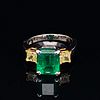 18k Colombia Emerald Yellow Diamond Ring