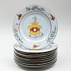 Set of Twelve Chinese Export Porcelain Armorial Plates 