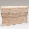 Yves Saint Laurent Haute Couture Linen and Textured Leather Clutch