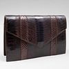 Yves Saint Laurent Haute Couture Brown Textured Leather Clutch