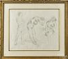 Moses Soyer (American 1899-1974), nude pencil sketch, inscribed For Lee and Maurice in Friendship