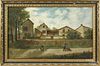 Oil on canvas street scene, 19th c., signed F. Pig, possibly Franz Pig, 16'' x 25 3/4''.