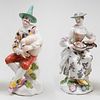 Assembled Pair of Meissen Porcelain Figures of Harlequin and Columbine