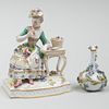 Meissen Porcelain Figure Emblematic of Scent and a Miniature Scent Bottle