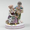 Meissen Porcelain Figure Group of a Courting Couple with a Bird Cage