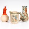 Weller Pottery Zona Kingfisher Pitcher, Glendale Vase, and Olla 