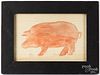 Watercolor drawing of a pig,