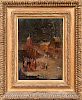 Cityscape Oil on Board (Flemish or Belgian, 19th century) 
