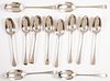 Set of twelve English silver serving spoons