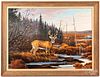 Maynard Reece oil on canvas stag in a landscape