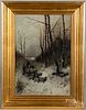 Oil on canvas winter landscape, late 19th c.