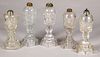 Five colorless glass fluid lamps, 19th c.
