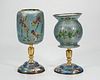 Two Chinese Cloisonne Metal and Glass Lanterns