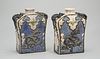 Pair Chinese Crackle Glazed Porcelain Four-Faceted Vases