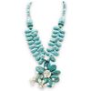 Turquoise & Pearl Flower Necklace