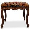 Antique Wood and Needle Point Stool
