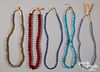 Five strands of Native American Indian trade bead