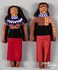 Pair of Mojave Indian clay pottery dolls