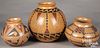 Three Mata Ortiz pottery jars, one unsigned