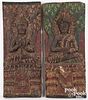 Two Myanmar carved and painted temple panels