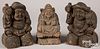 Three Japanese carved wood figures