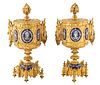 A PAIR OF FRENCH GILT BRONZE AND ENAMEL CENSERS, 19TH CENTURY