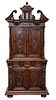 FRENCH STAINED-OAK RENAISSNACE-REVIVAL FIGURAL CARVED STEP-BACK WALL CABINET, LATE 18TH CENTURY