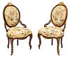 PAIR OF FRENCH VINTAGE CHAIRS WITH LIGHT FLORAL UPHOLSTERY