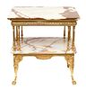 FRENCH GILT-BRONZE VARIEGATED MARBLE INSET TABLE, EARLY 20TH CENTURY