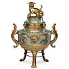 CHINESE BRASS AND CLOISONNE CENSER