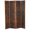 DUTCH EMBOSSED LEATHER FOUR PANEL SCREEN