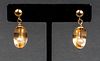 Vintage 14K Yellow Gold Pearl Drop Clip Earrings