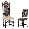 BAROQUE STYLE HALL CHAIR AND CHINESE CHILD'S CHAIR
