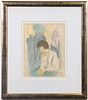 Raphael Soyer "Seated Figure" Mixed Media Drawing