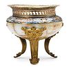 FRENCH CHAMPLEVE GILT-BRONZE AND ONYX URN