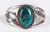 Navajo Indian turquoise bracelet, stamped JH with