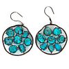Turquoise, diamond, and blackened silver earrings